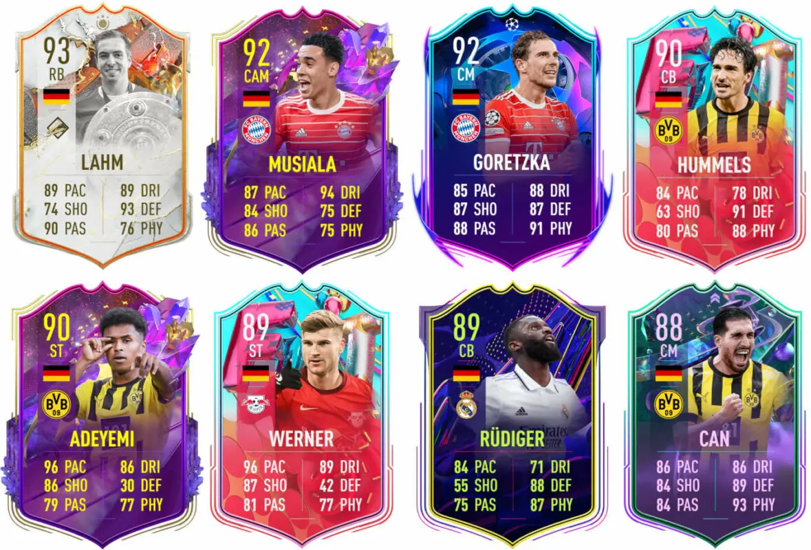 Ejemplos cartas competitivas Alemania FIFA 23 Ultimate Team