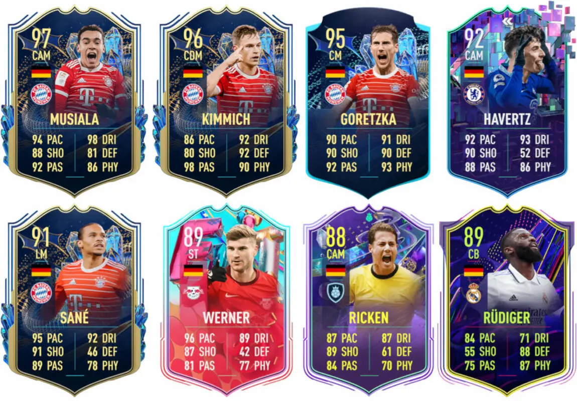 Ejemplos cartas competitivas Alemania FIFA 23 Ultimate Team