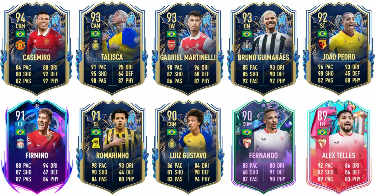 Ejemplos cartas competitivas Brasil FIFA 23 Ultimate Team