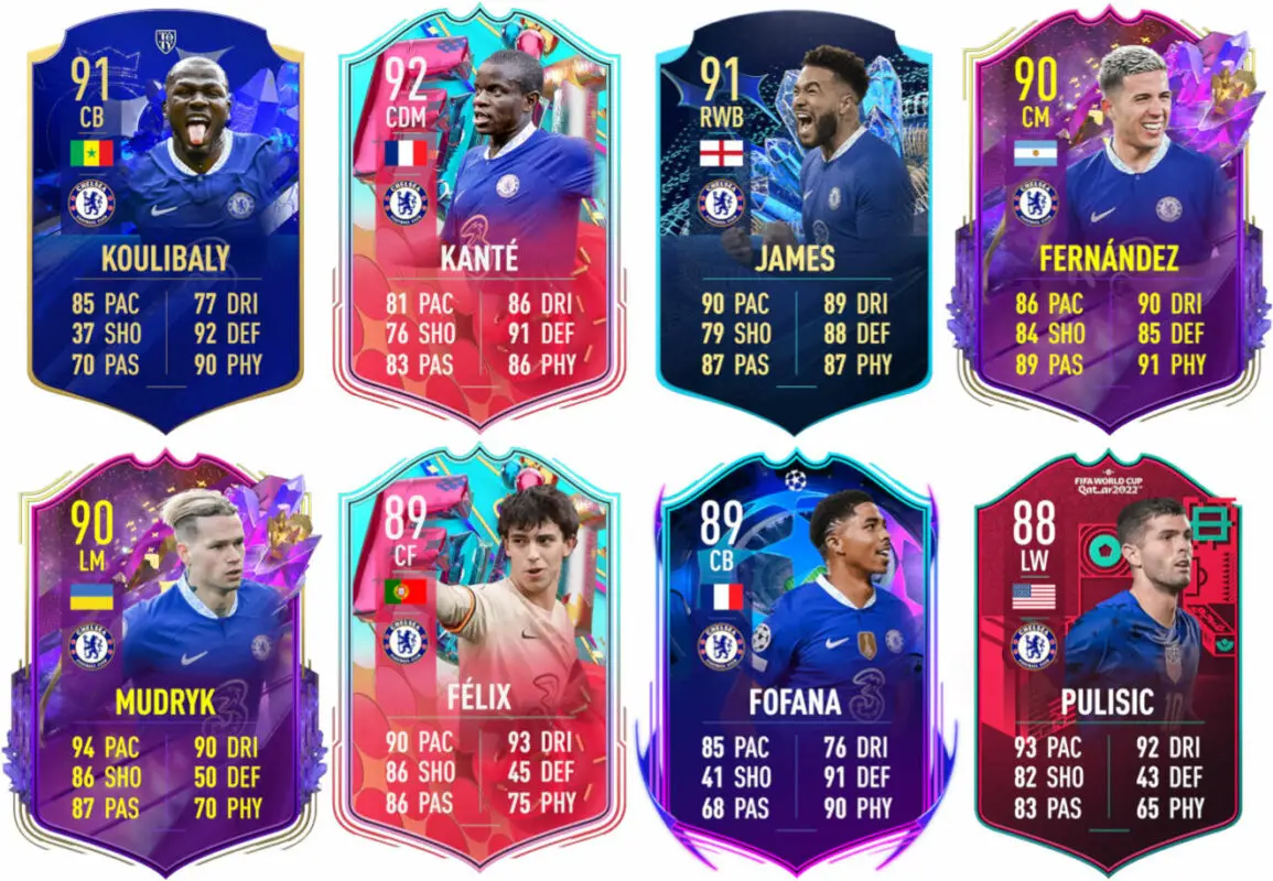 Ejemplos cartas competitivas Chelsea FIFA 23 Ultimate Team