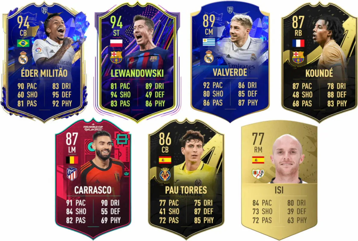 Mejores cartas FIFA 23 Ultimate Team Militao, Lewandowski, Valverde, Koundé, Carrasco, Pau Torres e Isi