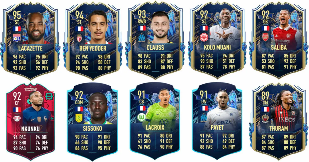 Ejemplos cartas competitivas Francia FIFA 23 Ultimate Team