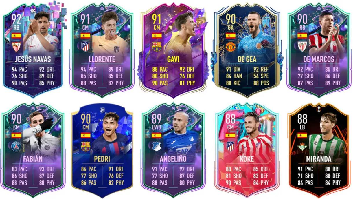 Ejemplos cartas competitivas España FIFA 23 Ultimate Team