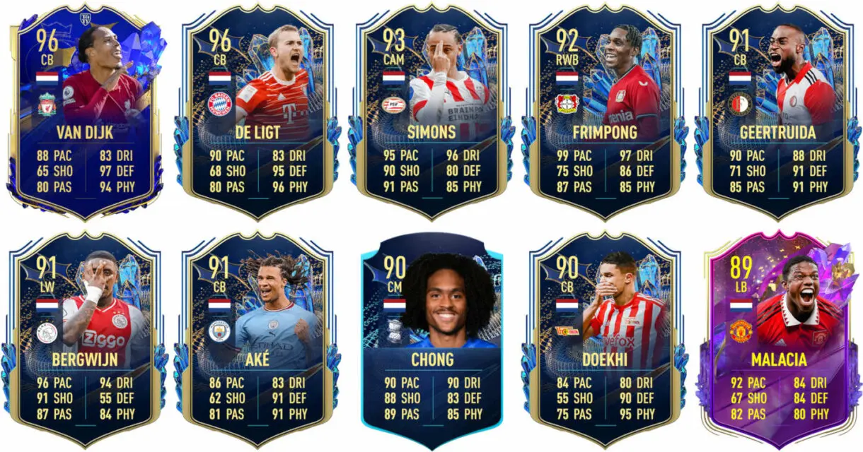 Ejemplos cartas competitivas Países Bajos FIFA 23 Ultimate Team