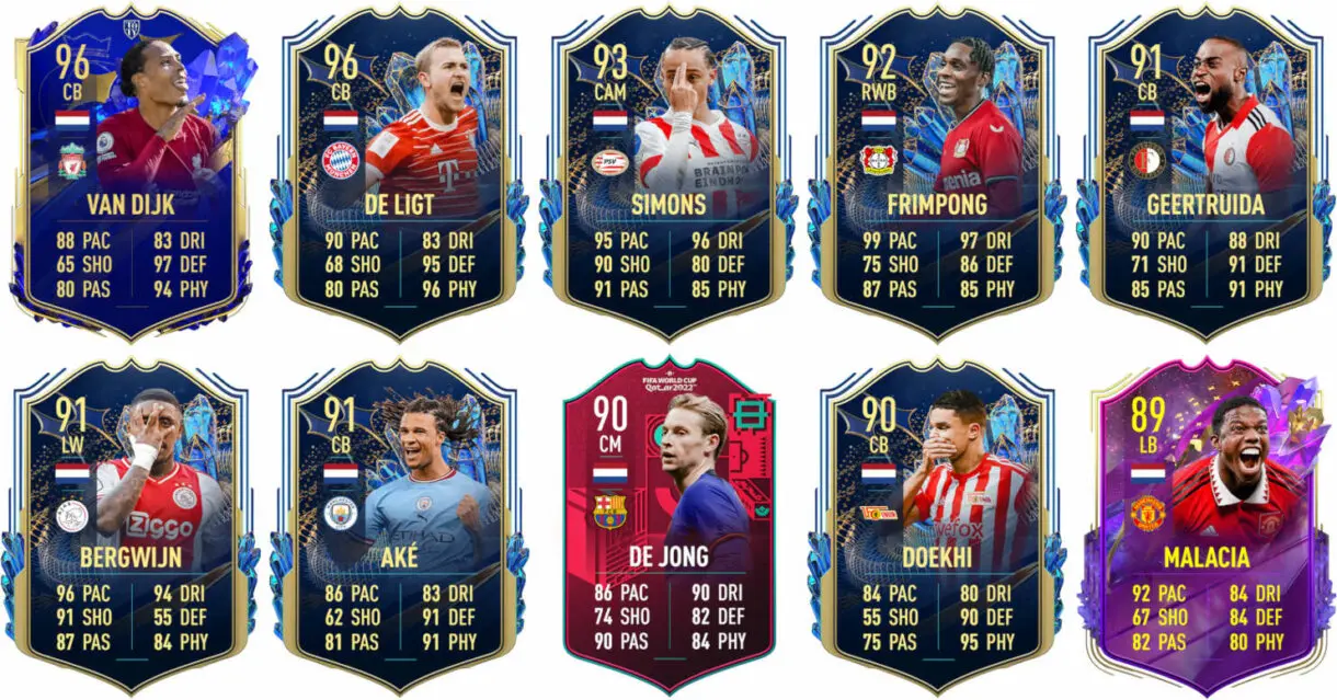 Ejemplos versiones especiales competitivas Países Bajos FIFA 23 Ultimate Team