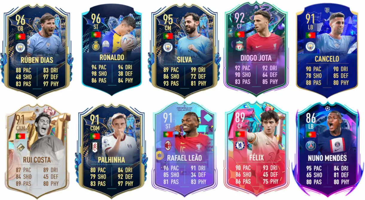 Ejemplos cartas competitivas Portugal FIFA 23 Ultimate Team