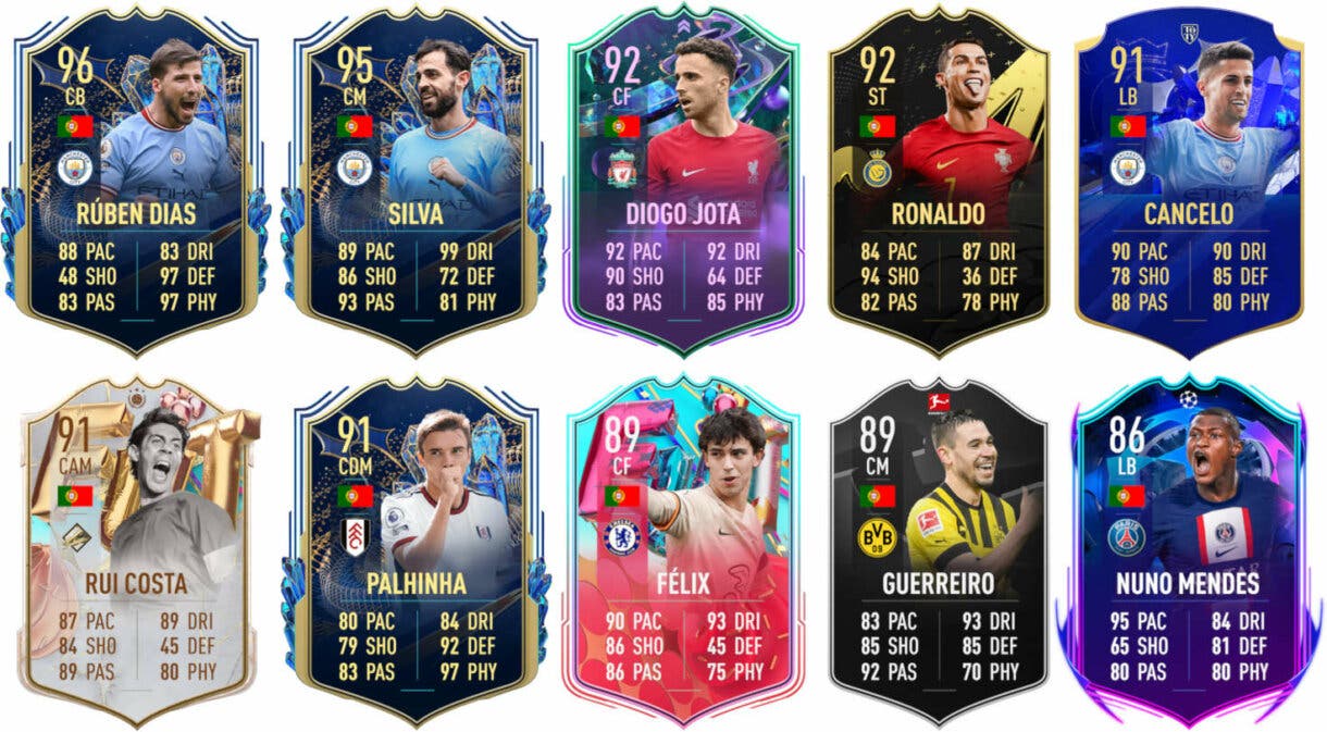 Ejemplos cartas competitivas Portugal FIFA 23 Ultimate Team