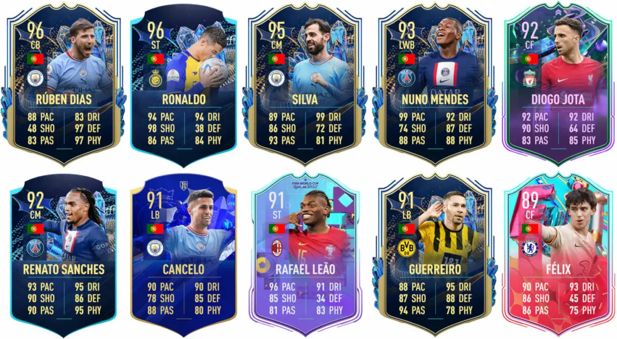 Ejemplos cartas competitivas Portugal FIFA 23 Ultimate Team