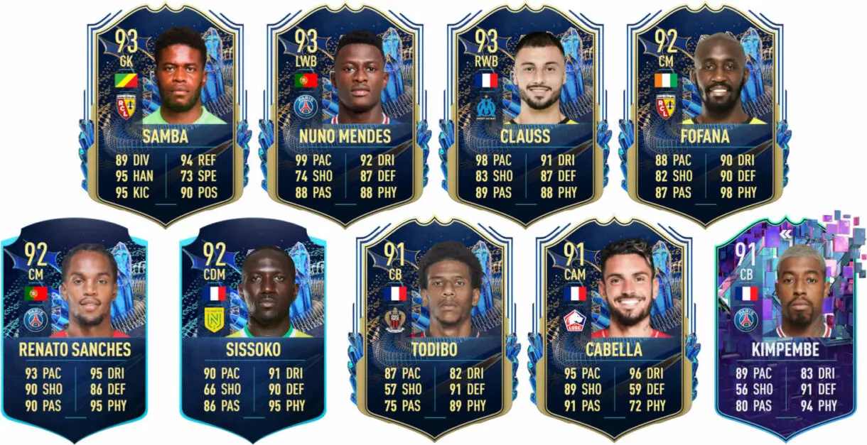 Todas las cartas filtradas FIFA 23 Ultimate Team (media y stats) TOTS Ligue 1 (y un Flashback) (segunda parte)