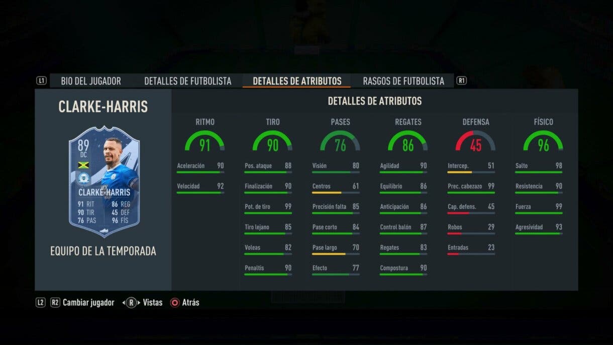 Stats in game Clarke-Harris TOTS FIFA 23 Ultimate Team