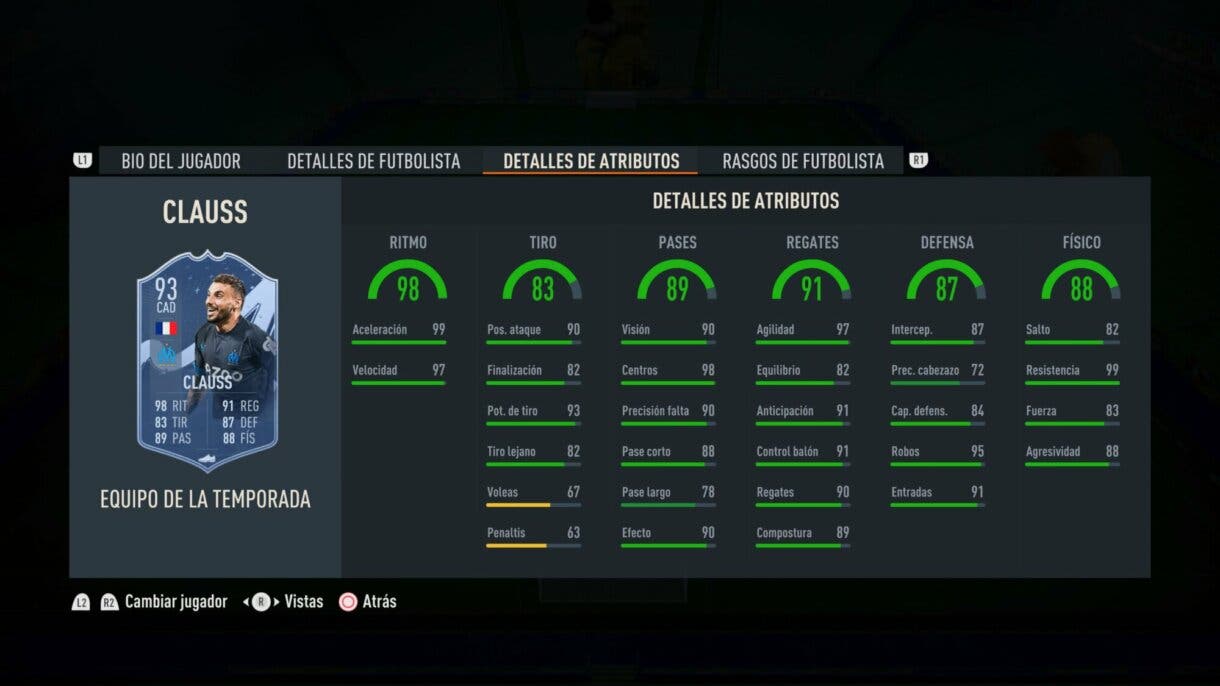 Stats in game Clauss TOTS FIFA 23 Ultimate Team