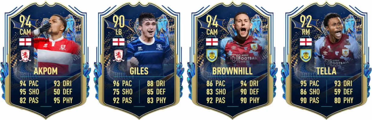 Cartas TOTS Akpom, Giles, Brownhill y Tella FIFA 23 Ultimate Team