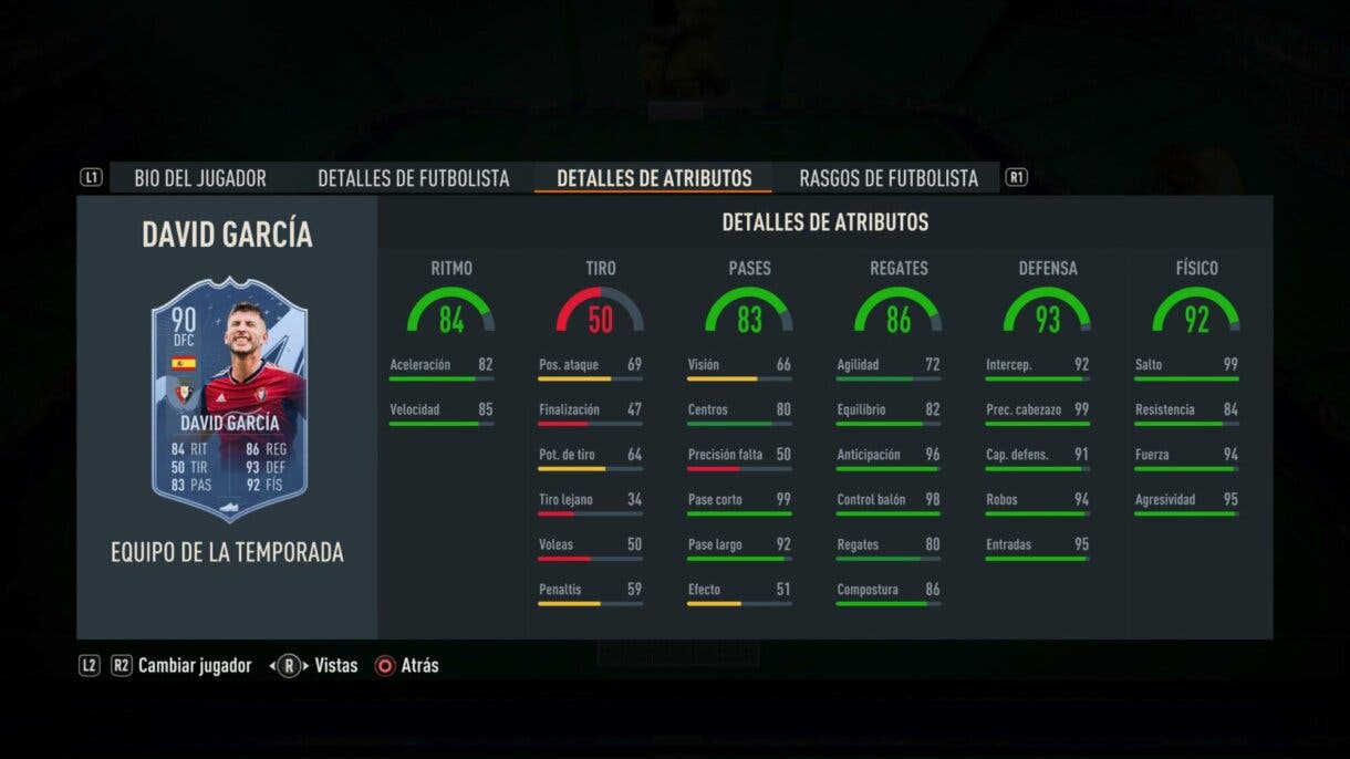 Stats in game David García TOTS FIFA 23 Ultimate Team