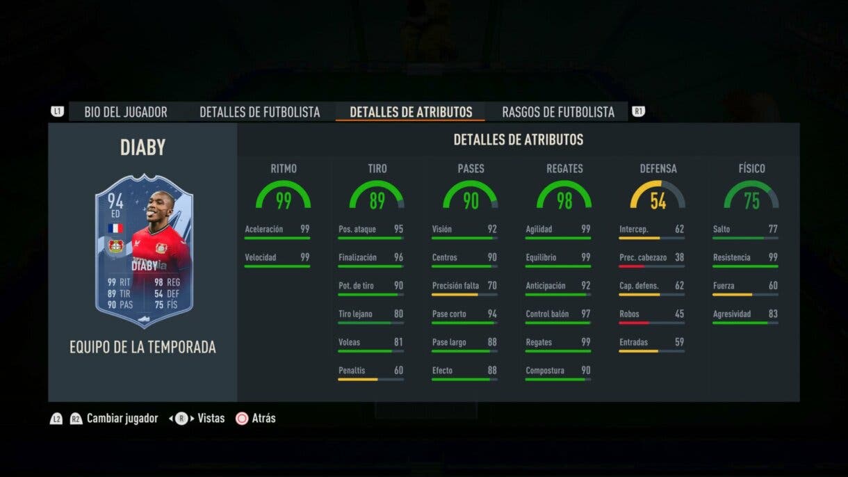 Stats in game Diaby TOTS FIFA 23 Ultimate Team