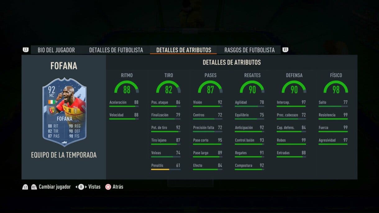 Stats in game Fofana TOTS FIFA 23 Ultimate Team