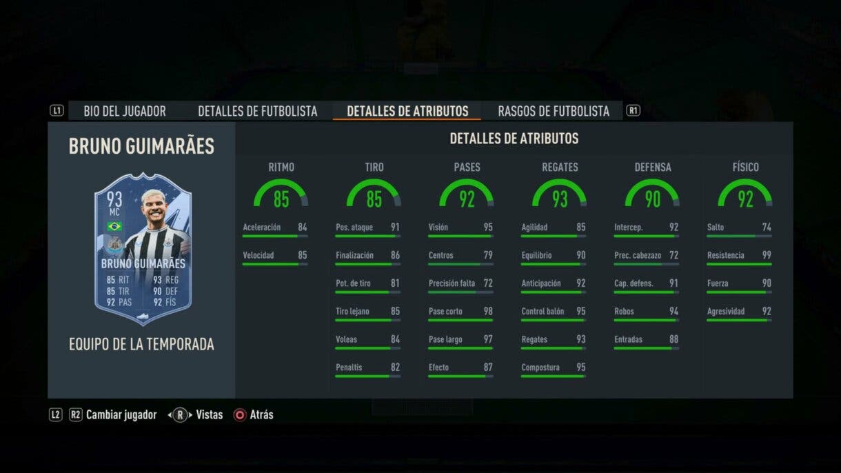 Stats in game Guimaraes TOTS FIFA 23 Ultimate Team