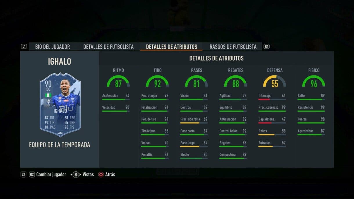 Stats in game Ighalo TOTS FIFA 23 Ultimate Team
