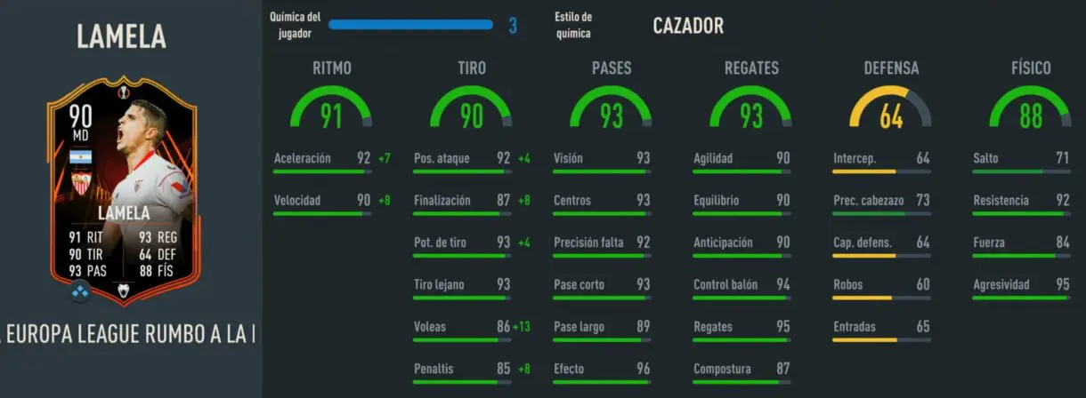 Stats in game Lamela RTTF 90 FIFA 23 Ultimate Team