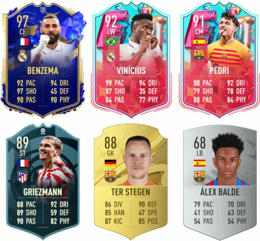 Mejores cartas FIFA 23 Ultimate Team Benzema, Vinícius, Pedri, Griezmann, Ter Stegen y Álex Balde