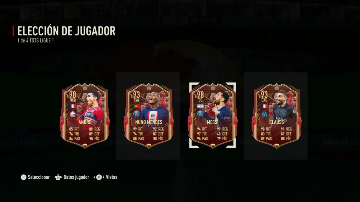 Player pick de cartas rojas de FUT Champions con André, Nuno Mendes, Messi y Clauss FIFA 23  Ultimate Team