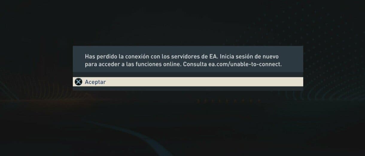Mensaje pérdida de conexión con los servidores de EA FIFA 23