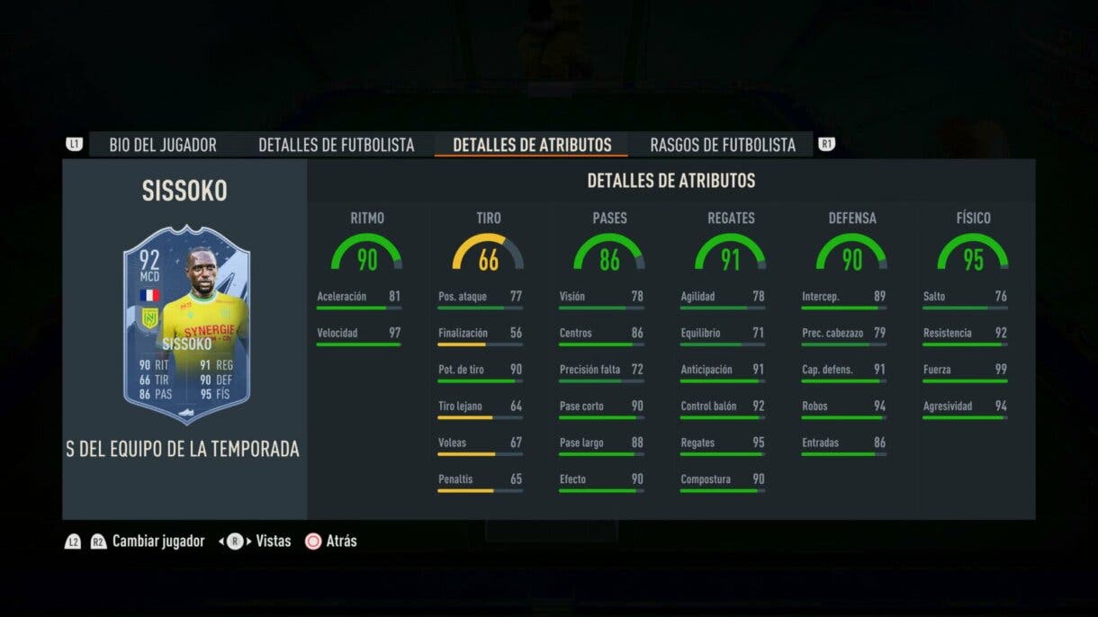 Stats in game Sissoko TOTS FIFA 23 Ultimate Team