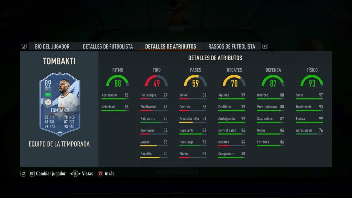 Stats in game Tombakti TOTS FIFA 23 Ultimate Team