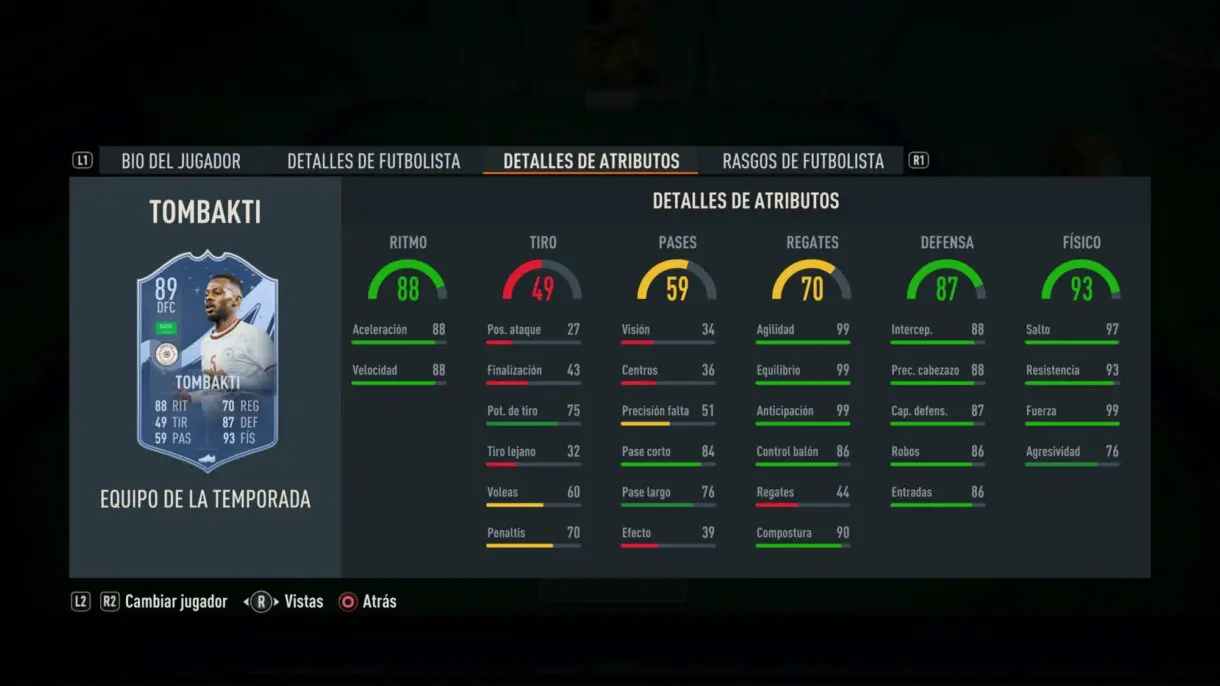 Stats in game Tombakti TOTS FIFA 23 Ultimate Team