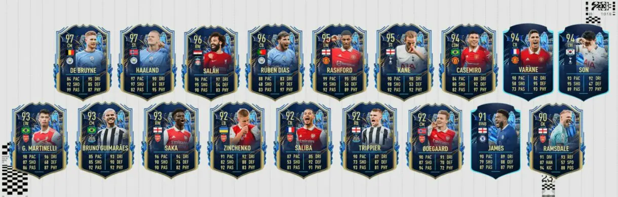 Todas las cartas del TOTS de la Premier League FIFA 23 Ultimate Team