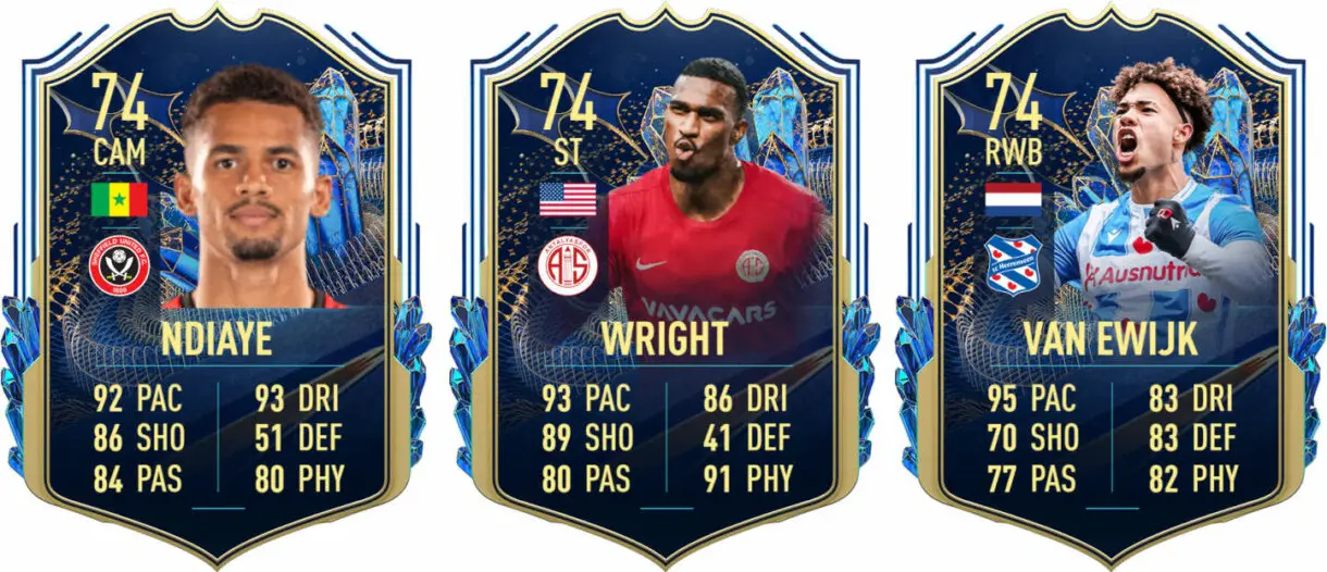 Cartas TOTS Ndiaye, Wright y Van Ewijk FIFA 23 Ultimate Team