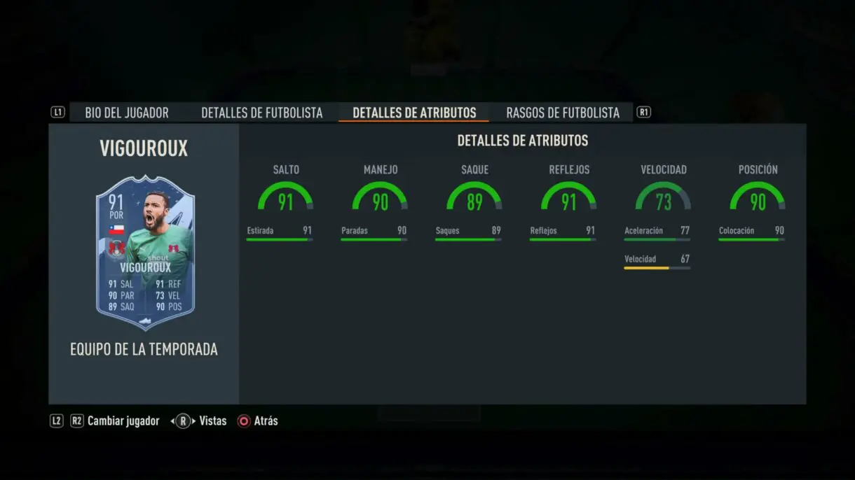 Stats in game Vigoroux TOTS FIFA 23 Ultimate Team