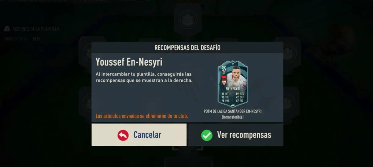 Recompensas del desafío del SBC de En-Nesyri POTM de LaLiga Santander FIFA 23 Ultimate Team