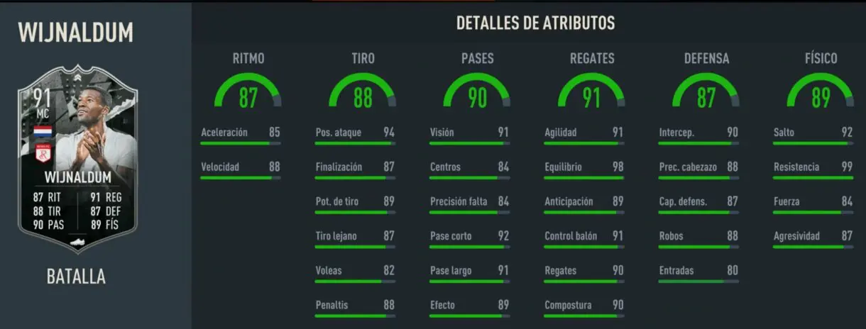 Stats in game Wijnaldum Showdown FIFA 23 Ultimate Team
