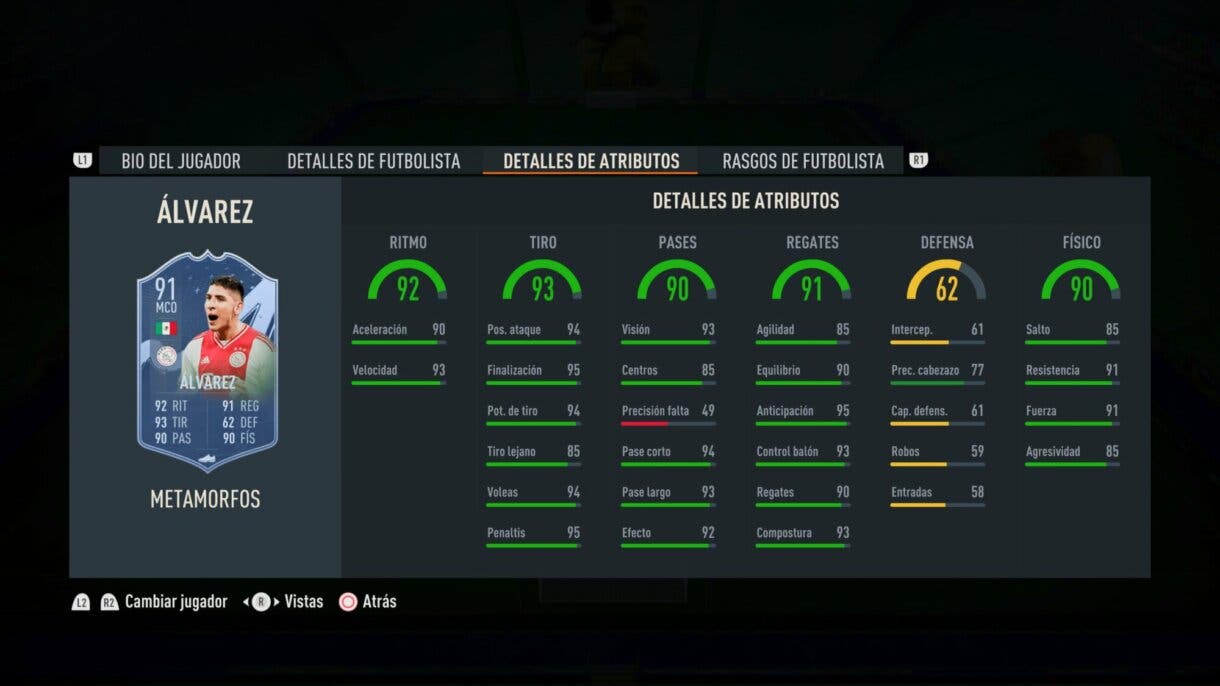 Stats in game Álvarez Metamorfos FIFA 23 Ultimate Team