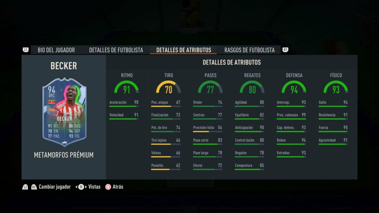 Stats in game Becker Metamorfos Premium FIFA 23 Ultimate Team