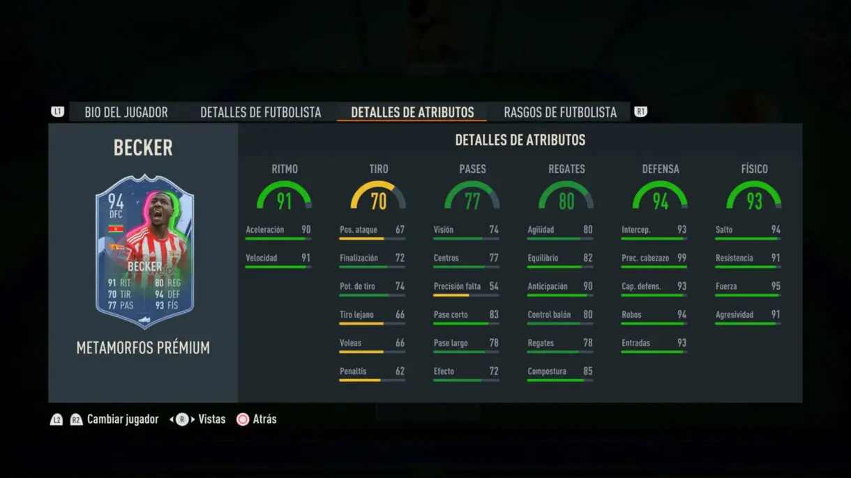 Stats in game Becker Metamorfos Premium FIFA 23 Ultimate Team
