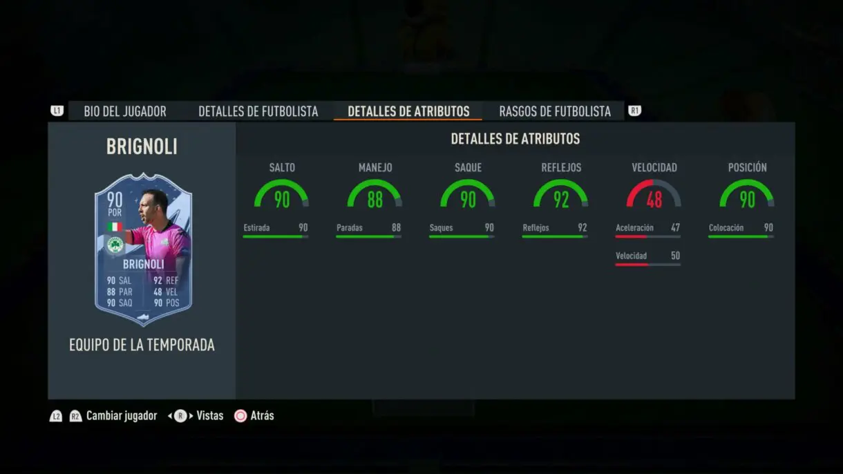 Stats in game Brignoli TOTS FIFA 23 Ultimate Team