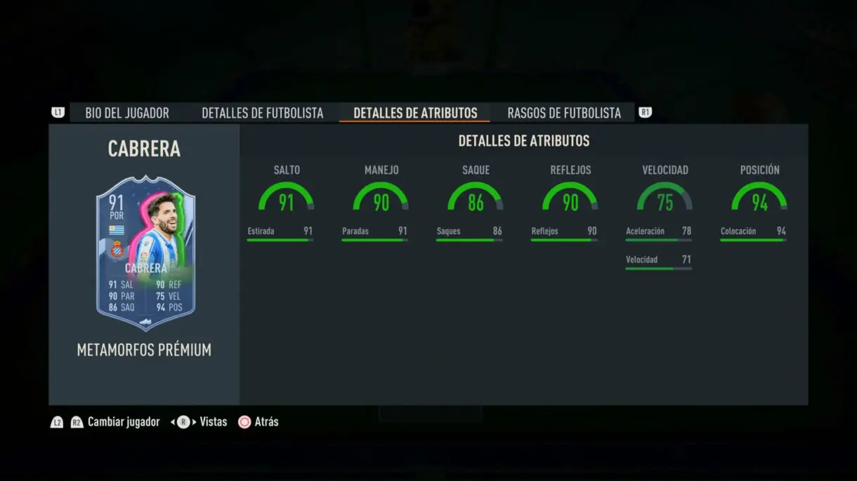 Stats in game Cabrea Metamorfos Prémium FIFA 23 Ultimate Team