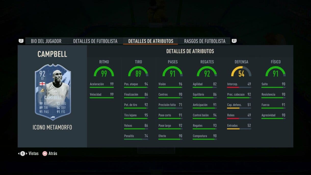 Stats in game Campbell Icono Metamorfo FIFA 23 Ultimate Team