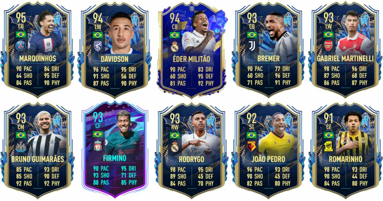 Ejemplos cartas competitivas Brasil FIFA 23 Ultimate Team