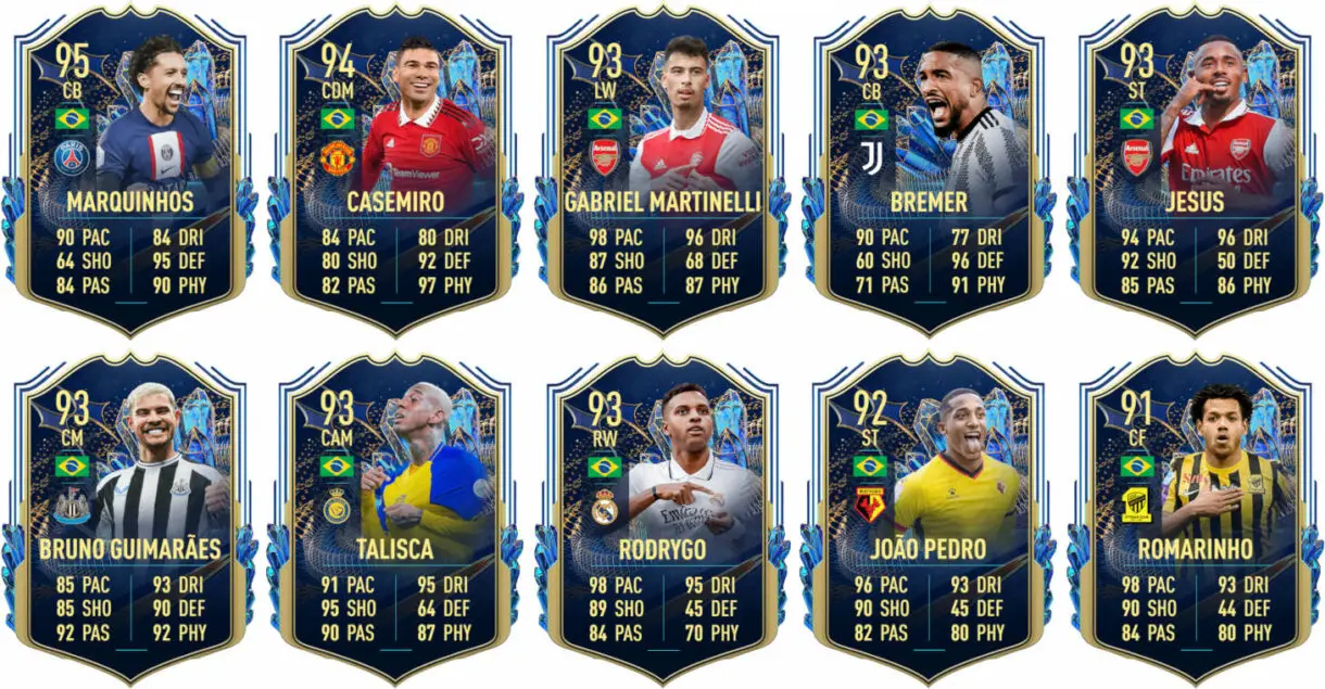 Ejemplos cartas competitivas Brasil FIFA 23 Ultimate Team
