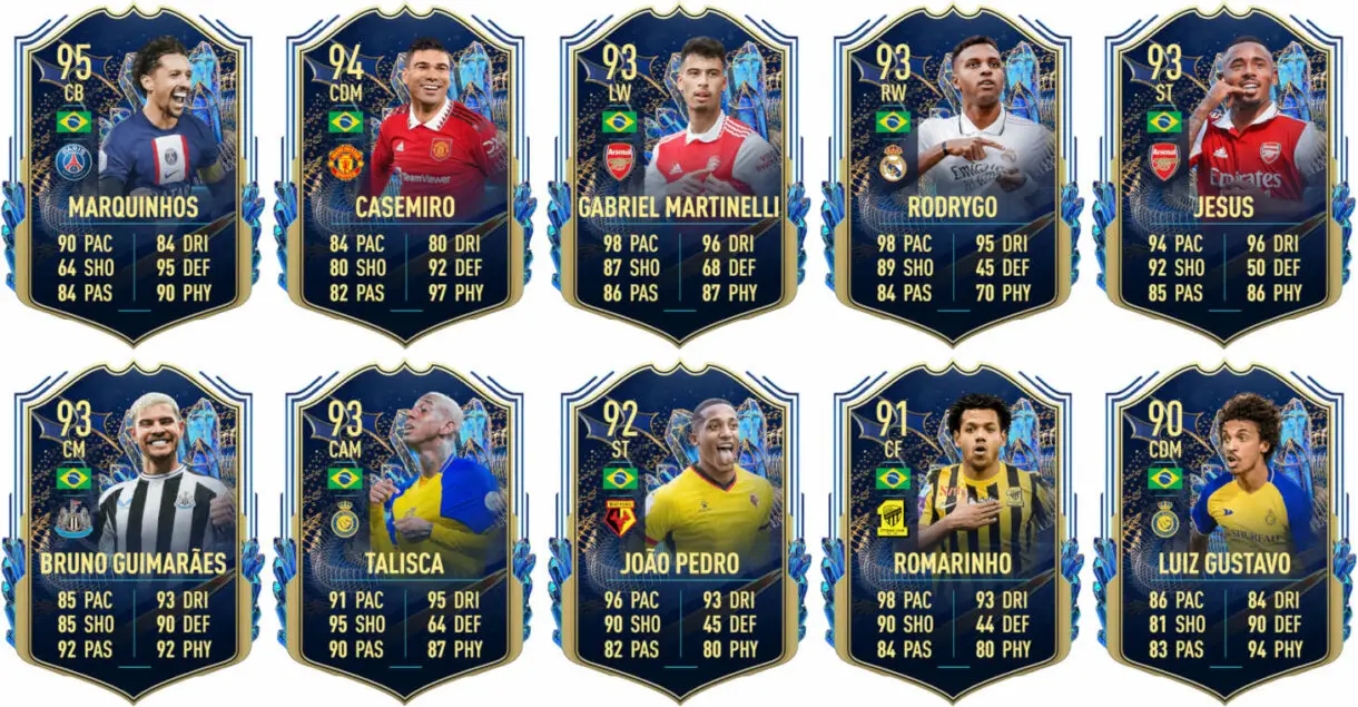 Ejemplos cartas competitivas Brasil FIFA 23 Ultimate Team