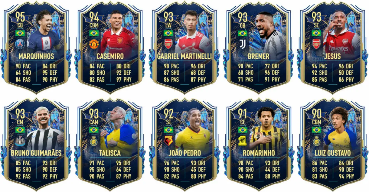 Ejemplos cartas competitivas Brasil FIFA 23 Ultimate Team