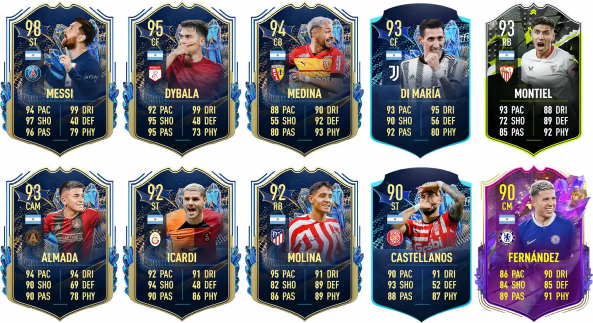 Ejemplos cartas competitivas Argentina FIFA 23 Ultimate Team