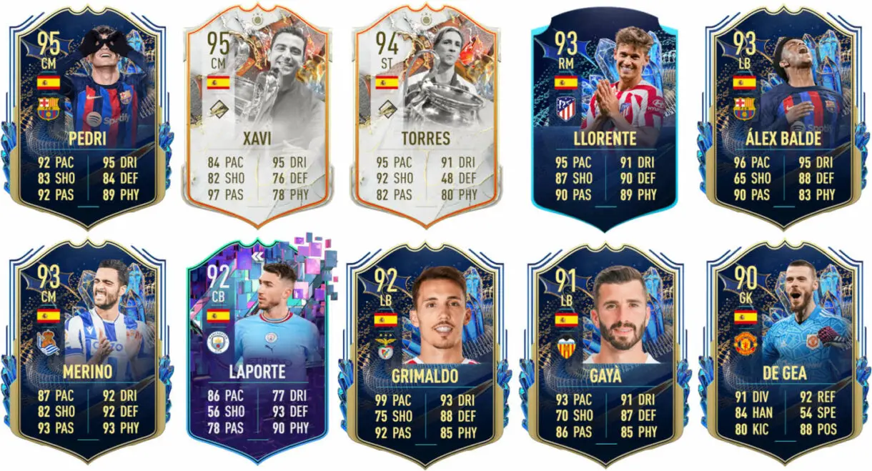 Ejemplos cartas competitivas España FIFA 23 Ultimate Team