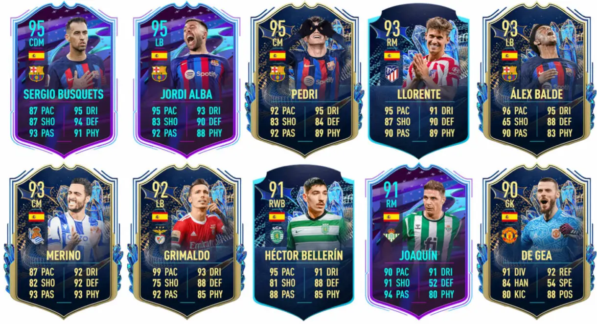 Ejemplos cartas competitivas España FIFA 23 Ultimate Team
