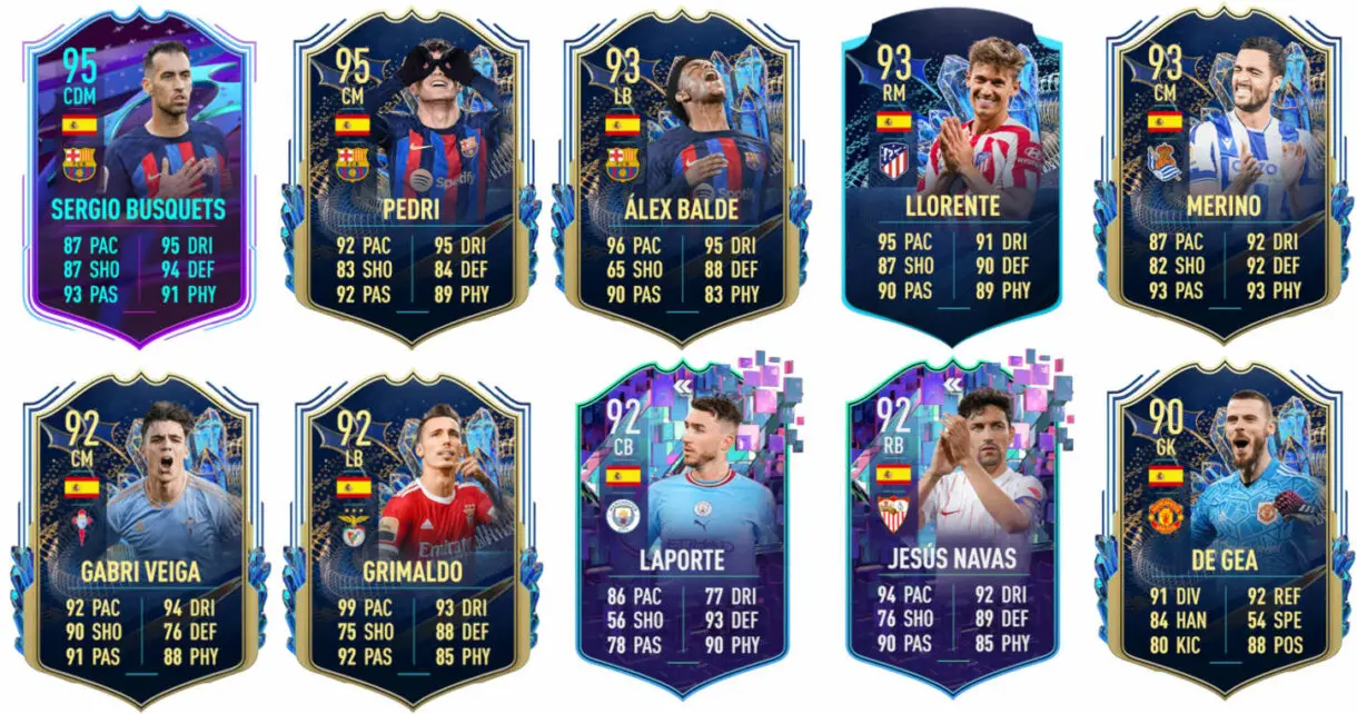 Ejemplos cartas competitivas España City FIFA 23 Ultimate Team