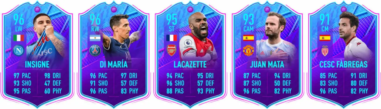 Cartas Fin de Una Era Insigne, Di María, Lacazette, Mata y Cesc FIFA 22 Ultimate Team