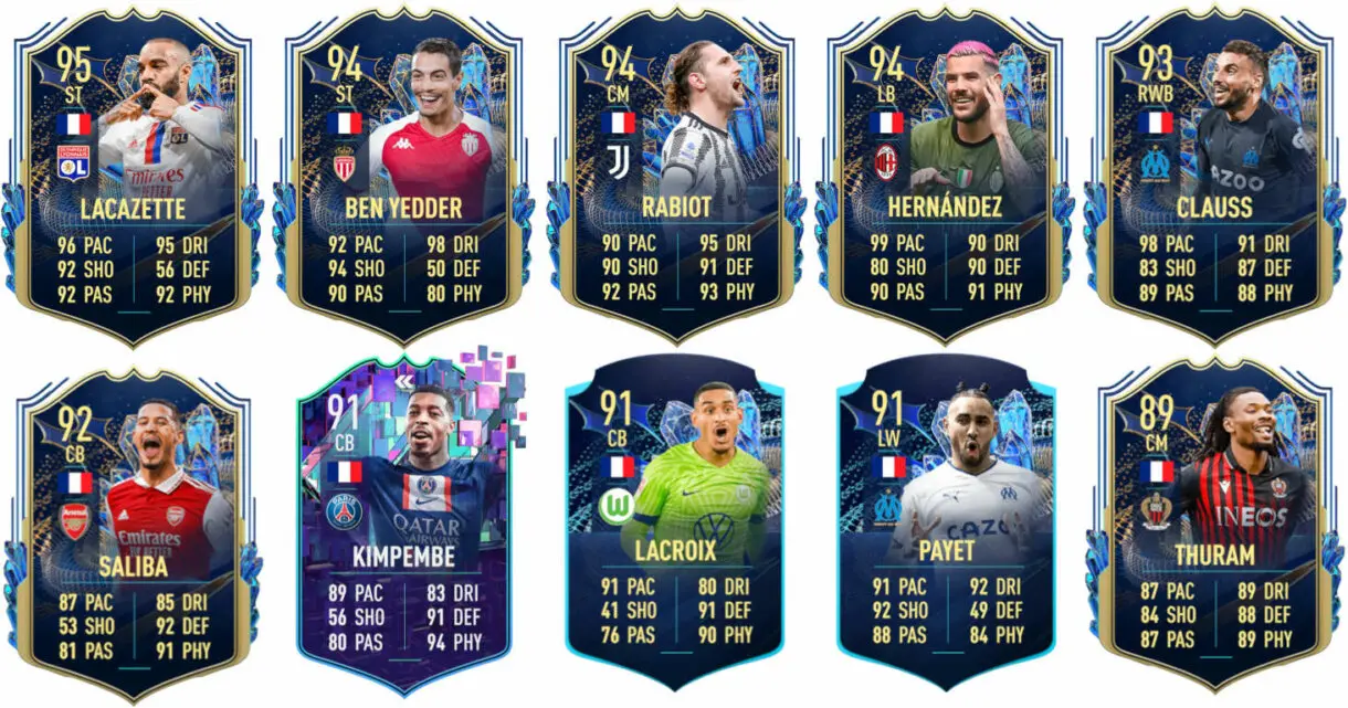 Ejemplos cartas competitivas Francia FIFA 23 Ultimate Team