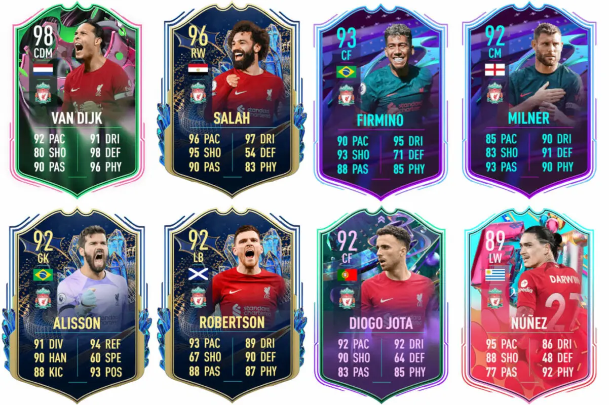 Ejemplos cartas competitivas Liverpool FIFA 23 Ultimate Team